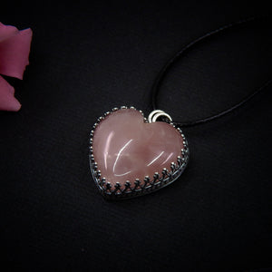 Rose Quartz Heart Pendant - Sterling Silver - Rose Quartz Jewellery - Rose Quartz Heart Necklace - Pink Gemstone Pendant - Pink Crystal