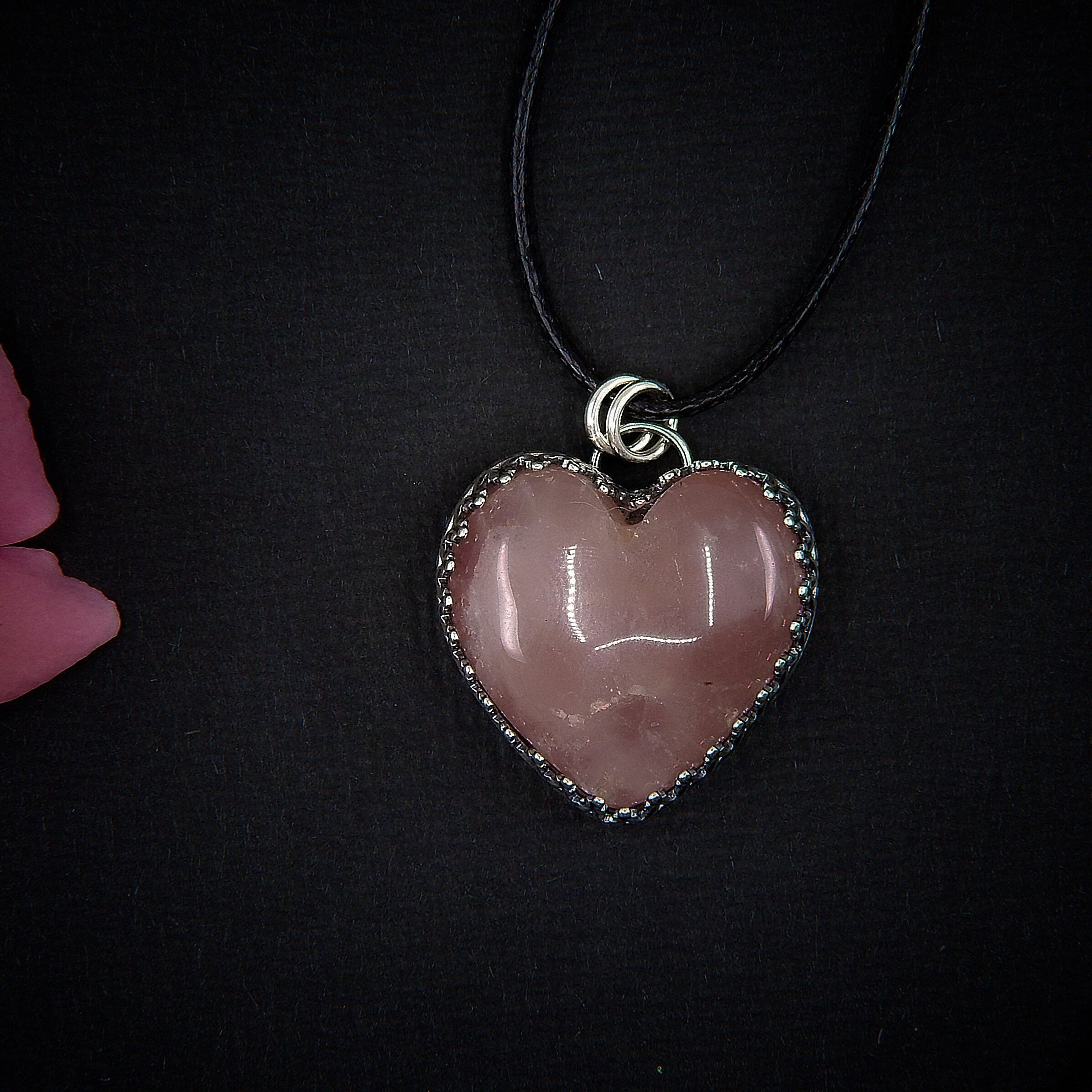 Rose Quartz Heart Pendant - Sterling Silver - Rose Quartz Jewellery - Rose Quartz Heart Necklace - Pink Gemstone Pendant - Pink Crystal