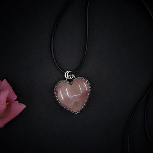 Rose Quartz Heart Pendant - Sterling Silver - Rose Quartz Jewellery - Rose Quartz Heart Necklace - Pink Gemstone Pendant - Pink Crystal