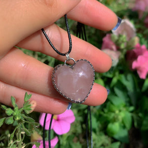 Rose Quartz Heart Pendant - Sterling Silver - Rose Quartz Jewellery - Rose Quartz Heart Necklace - Pink Gemstone Pendant - Pink Crystal