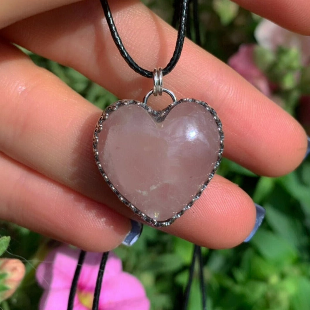 Rose Quartz Heart Pendant - Sterling Silver - Rose Quartz Jewellery - Rose Quartz Heart Necklace - Pink Gemstone Pendant - Pink Crystal