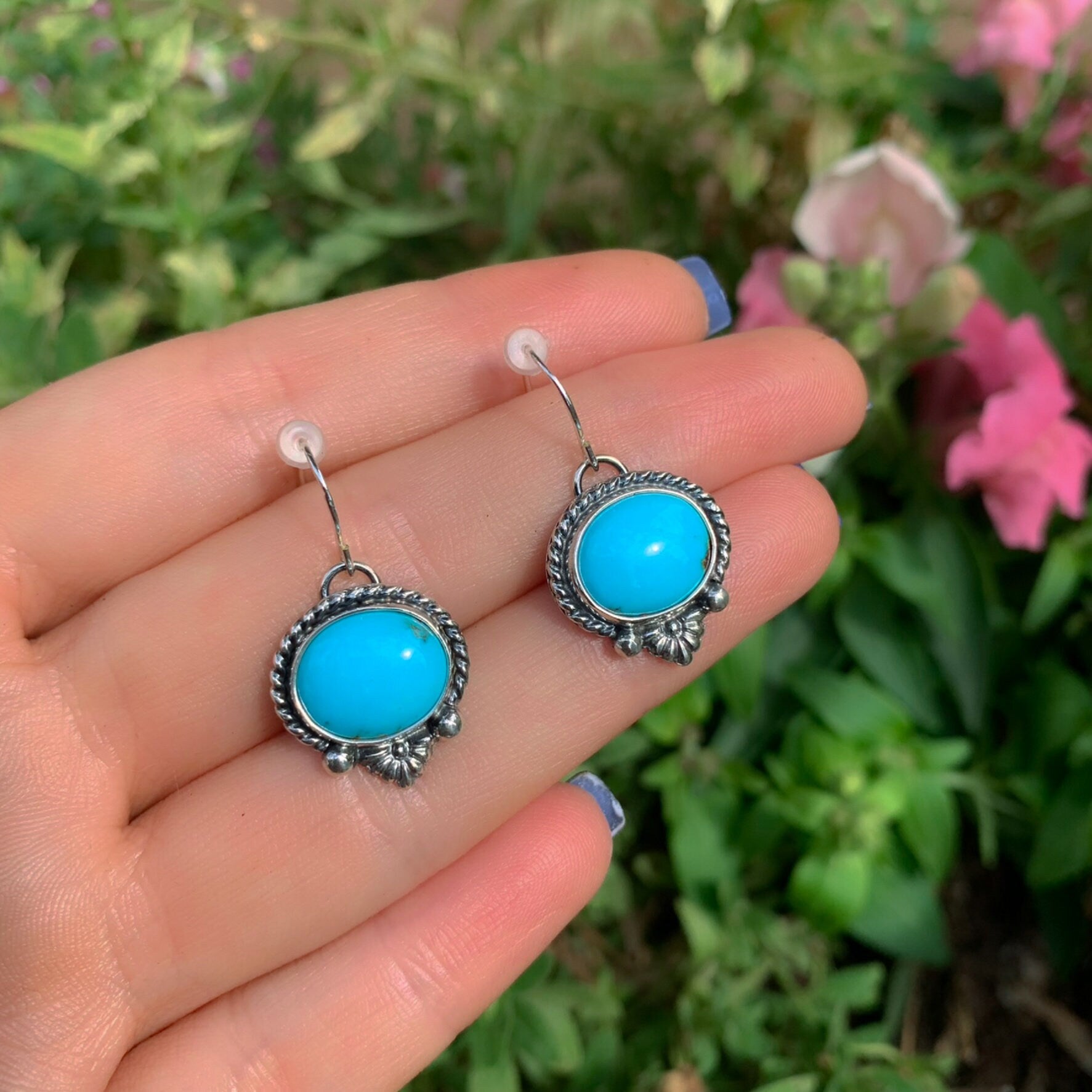 Sleeping Beauty Turquoise Earrings - Sterling Silver - Blue Turquoise Hook Earrings - Genuine Turquoise Dangles - OOAK Handcrafted Turquoise