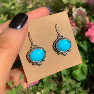 Sleeping Beauty Turquoise Earrings - Sterling Silver - Blue Turquoise Hook Earrings - Genuine Turquoise Dangles - OOAK Handcrafted Turquoise