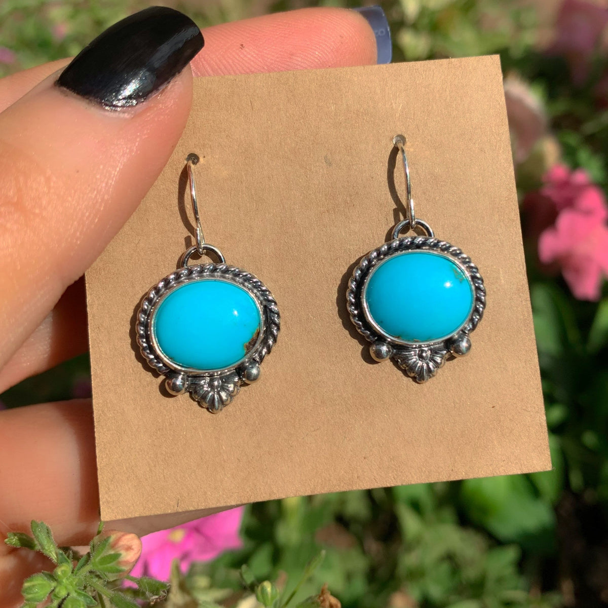 Sleeping Beauty Turquoise Earrings - Sterling Silver - Blue Turquoise Hook Earrings - Genuine Turquoise Dangles - OOAK Handcrafted Turquoise