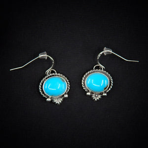 Sleeping Beauty Turquoise Earrings - Sterling Silver - Blue Turquoise Hook Earrings - Genuine Turquoise Dangles - OOAK Handcrafted Turquoise