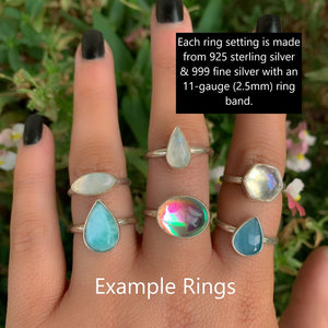 Your Custom Larimar Ring - Sterling Silver - Made to Order - Choose Your Stone Ring - Dainty Larimar Jewellery - Sky Blue Larimar OOAK Ring