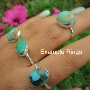 Your Custom Turquoise Statement Ring - Sterling Silver - Made to Order - Nacozari - Fox - Carico Lake - Morenci- Cerillos - Kings Manassa