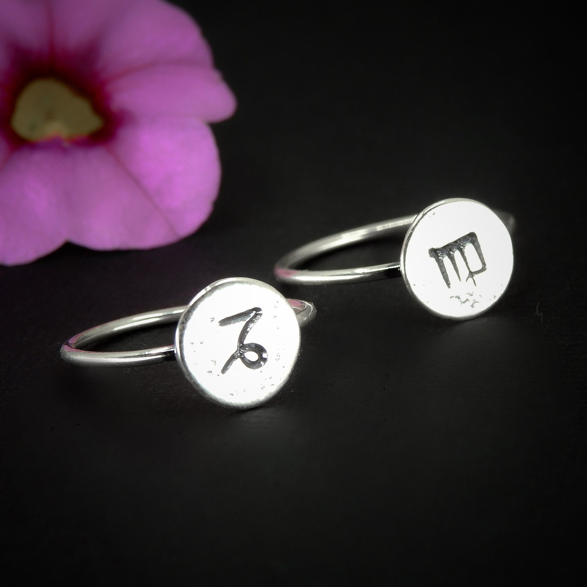 Silver Horoscope Rings Molten Silver Zodiac Rings - Made to Order - Gem & Tonik