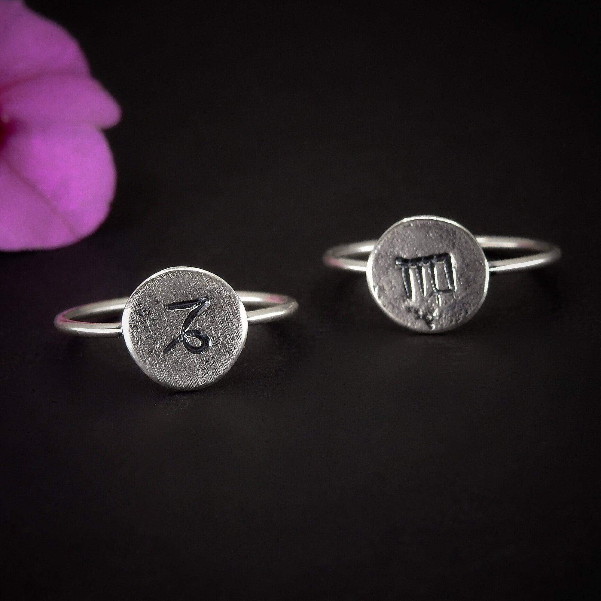 Silver Horoscope Rings Molten Silver Zodiac Rings - Made to Order - Gem & Tonik