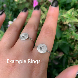 Molten Silver Moon Rings - Sterling Silver - Made to Order - Crescent Moon Silver Rings - Hammered Moon Jewelry - Handmade Stamped Moon Ring