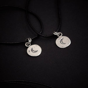 Molten Silver Moon Pendant - Sterling Silver - Made to Order - Sterling Silver Crescent Moon Pendant - Dainty OOAK Stamped Moon Necklace