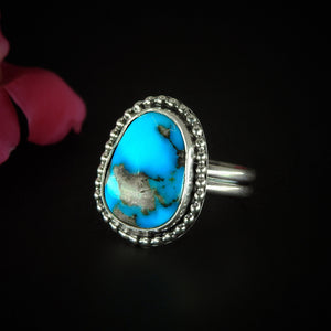 Morenci Turquoise Ring - Size 10 - Sterling Silver - Large Bright Blue Turquoise Statement Ring - Big Turquoise Jewellery - Unique Turquoise