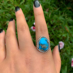 Morenci Turquoise Ring - Size 10 - Sterling Silver - Large Bright Blue Turquoise Statement Ring - Big Turquoise Jewellery - Unique Turquoise