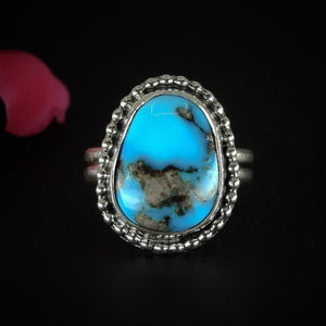 Morenci Turquoise Ring - Size 10 - Sterling Silver - Large Bright Blue Turquoise Statement Ring - Big Turquoise Jewellery - Unique Turquoise