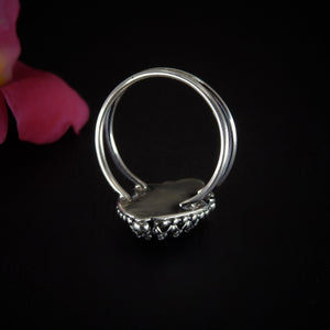Labradorite Ring - Size 10 1/4 - Sterling Silver - Blue Labradorite Ring - Teardrop Labradorite Statement Ring - Labradorite Flower Ring