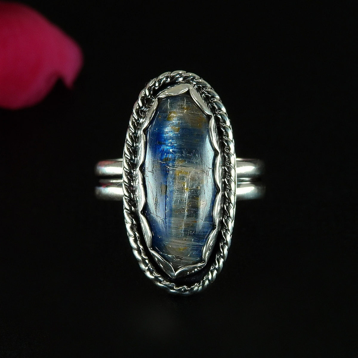 Blue Kyanite Ring - Size 6 1/2 - Sterling Silver - Large Kyanite Statement Ring - Oval Kyanite Jewellery - OOAK Kyanite Gemstone Ring
