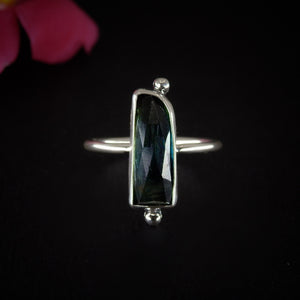 Rose Cut Kyanite Ring - Size 8 - Sterling Silver - Blue Kyanite Statement Ring - Rectangular Kyanite Jewellery - OOAK Kyanite Gemstone Ring