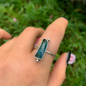Rose Cut Kyanite Ring - Size 8 - Sterling Silver - Blue Kyanite Statement Ring - Rectangular Kyanite Jewellery - OOAK Kyanite Gemstone Ring