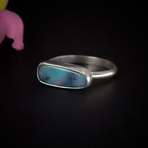 Australian Boulder Opal Ring - Size 8 - Sterling Silver - Lightning Ridge Opal Ring - Dainty Opal Jewelry -Solid Australian Opal Jewelry