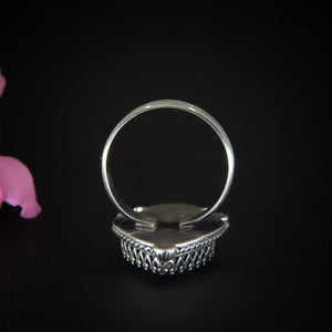 Moonstone Ring - Size 9 to 9 1/4 - Sterling Silver - Rainbow Moonstone Statement Ring - Moonstone Shell Ring - OOAK Ocean Large Moonstone