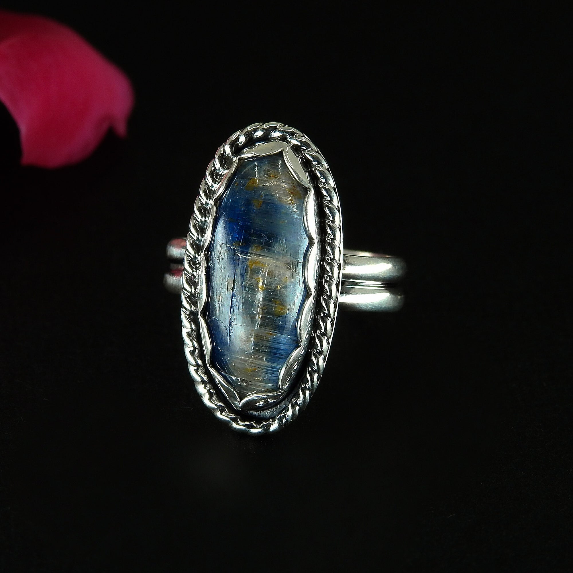 Blue Kyanite Ring - Size 6 1/2 - Sterling Silver - Large Kyanite Statement Ring - Oval Kyanite Jewellery - OOAK Kyanite Gemstone Ring
