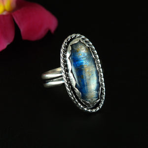Blue Kyanite Ring - Size 6 1/2 - Sterling Silver - Large Kyanite Statement Ring - Oval Kyanite Jewellery - OOAK Kyanite Gemstone Ring