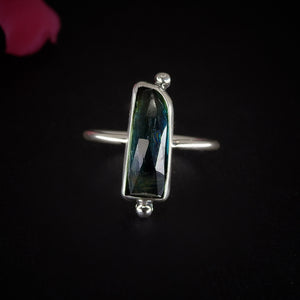 Rose Cut Kyanite Ring - Size 8 - Sterling Silver - Blue Kyanite Statement Ring - Rectangular Kyanite Jewellery - OOAK Kyanite Gemstone Ring