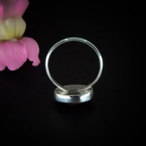 Rose Cut Strawberry Quartz Ring - Size 9 1/2 to 9 3/4 - Sterling Silver - Faceted Strawberry Quartz Jewellery - Pink Gemstone Statement Ring