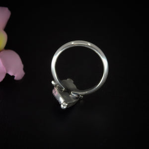 Tanzanite & Moonstone Ring - Size 7 to 7 1/4 - Sterling Silver -Teardrop Tanzanite Ring - Crescent Moon Ring, Double Stone Ring, Multi Stone