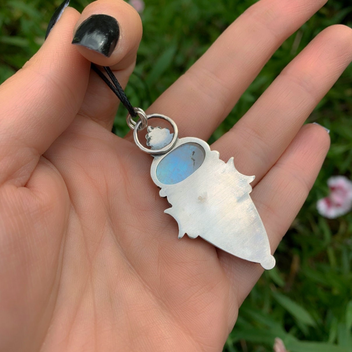 Moonstone & Bumblebee Jasper Pendant - Sterling Silver - Moonstone Necklace - Double Stone Moon Pendant - Rainbow Moonstone Bumblebee Jasper