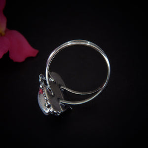Marquise Moonstone Ring - Size 11 - Sterling Silver - Rainbow Moonstone Jewelry - Flashy Moonstone Jewellery - Crescent Moon Ring Celestial