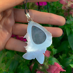 Moss Agate & Labradorite Pendant - Sterling Silver - Forest Necklace - Toadstool Pendant - Moss Agate Pendant - Branch Leaf and Twig OOAK