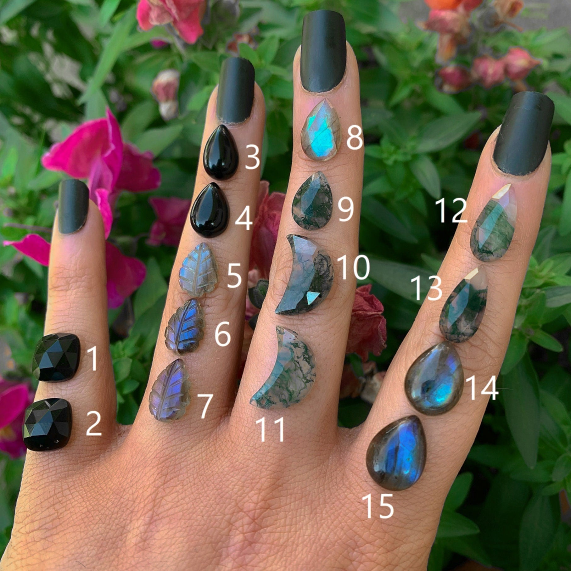 Your Custom Midnight Meadow Ring - Sterling Silver - Made to Order - Choose Your Stone - Labradorite Ring - Moss Agate Ring, Black Onyx Ring