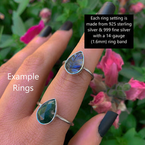 Your Custom Midnight Meadow Ring - Sterling Silver - Made to Order - Choose Your Stone - Labradorite Ring - Moss Agate Ring, Black Onyx Ring