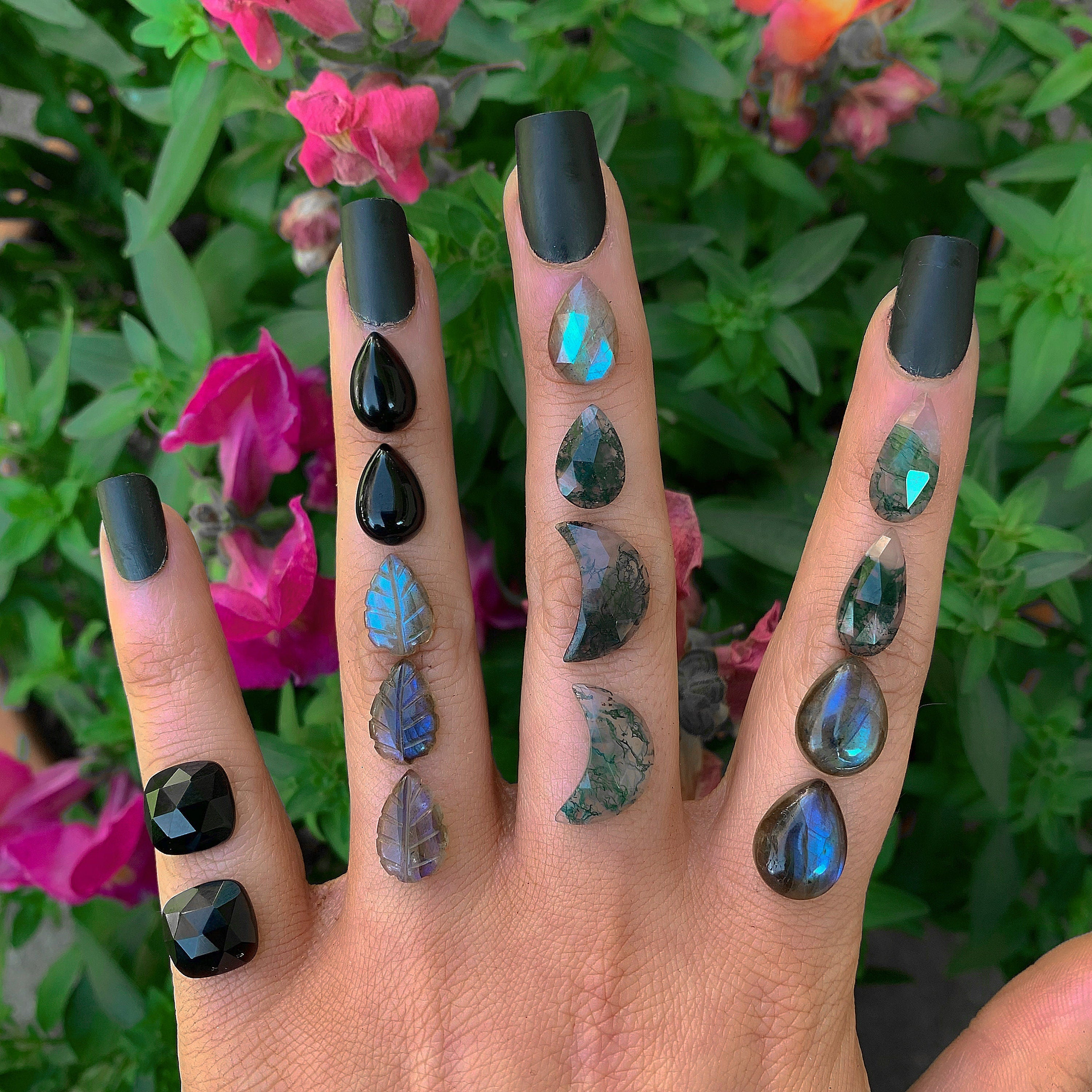 Your Custom Midnight Meadow Ring - Sterling Silver - Made to Order - Choose Your Stone - Labradorite Ring - Moss Agate Ring, Black Onyx Ring