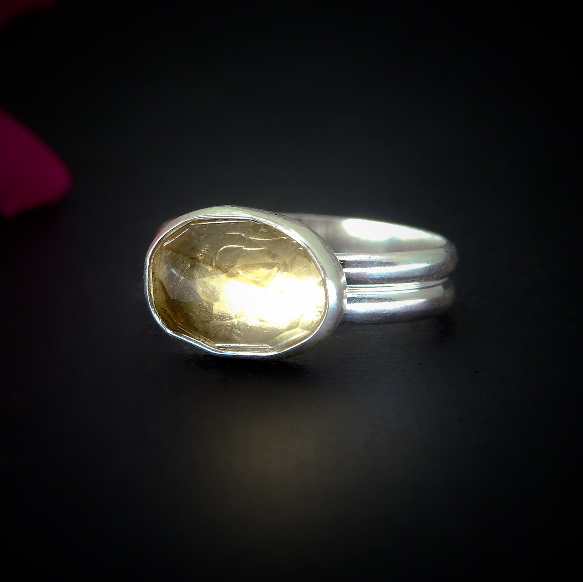 Rose Cut Citrine Ring - Size 7