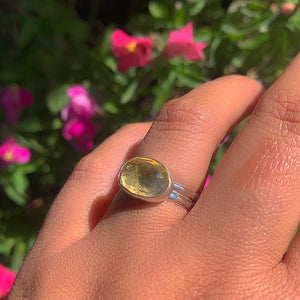 Rose Cut Citrine Ring - Size 7