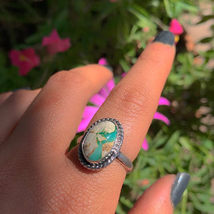 Stone Mountain Ribbon Turquoise Ring - Size 8 - Sterling Silver - Stone Mountain Turquoise Jewelry, Genuine Turquoise Ring, Nevada Turquoise