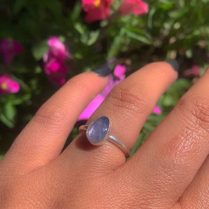 Rose Cut Tanzanite Ring - Size 6 - Sterling Silver - Faceted Tanzanite Jewelry - Dainty Tanzanite Ring - OOAK Tanzanite Handmade Stack Ring