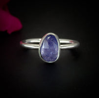 Rose Cut Tanzanite Ring - Size 6 - Sterling Silver - Faceted Tanzanite Jewelry - Dainty Tanzanite Ring - OOAK Tanzanite Handmade Stack Ring