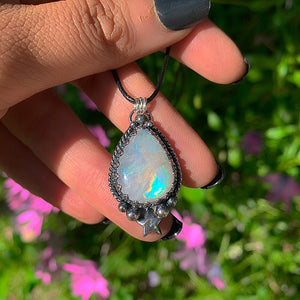 Moonstone Pendant - Sterling Silver - Blue Moonstone Star Pendant - Moonstone Necklace - Moon Jewellery - Handcrafted Celestial Pendant OOAK