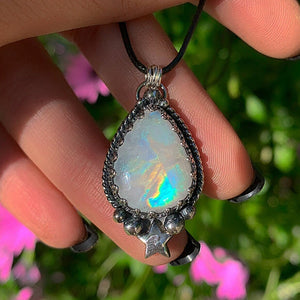 Moonstone Pendant - Sterling Silver - Blue Moonstone Star Pendant - Moonstone Necklace - Moon Jewellery - Handcrafted Celestial Pendant OOAK
