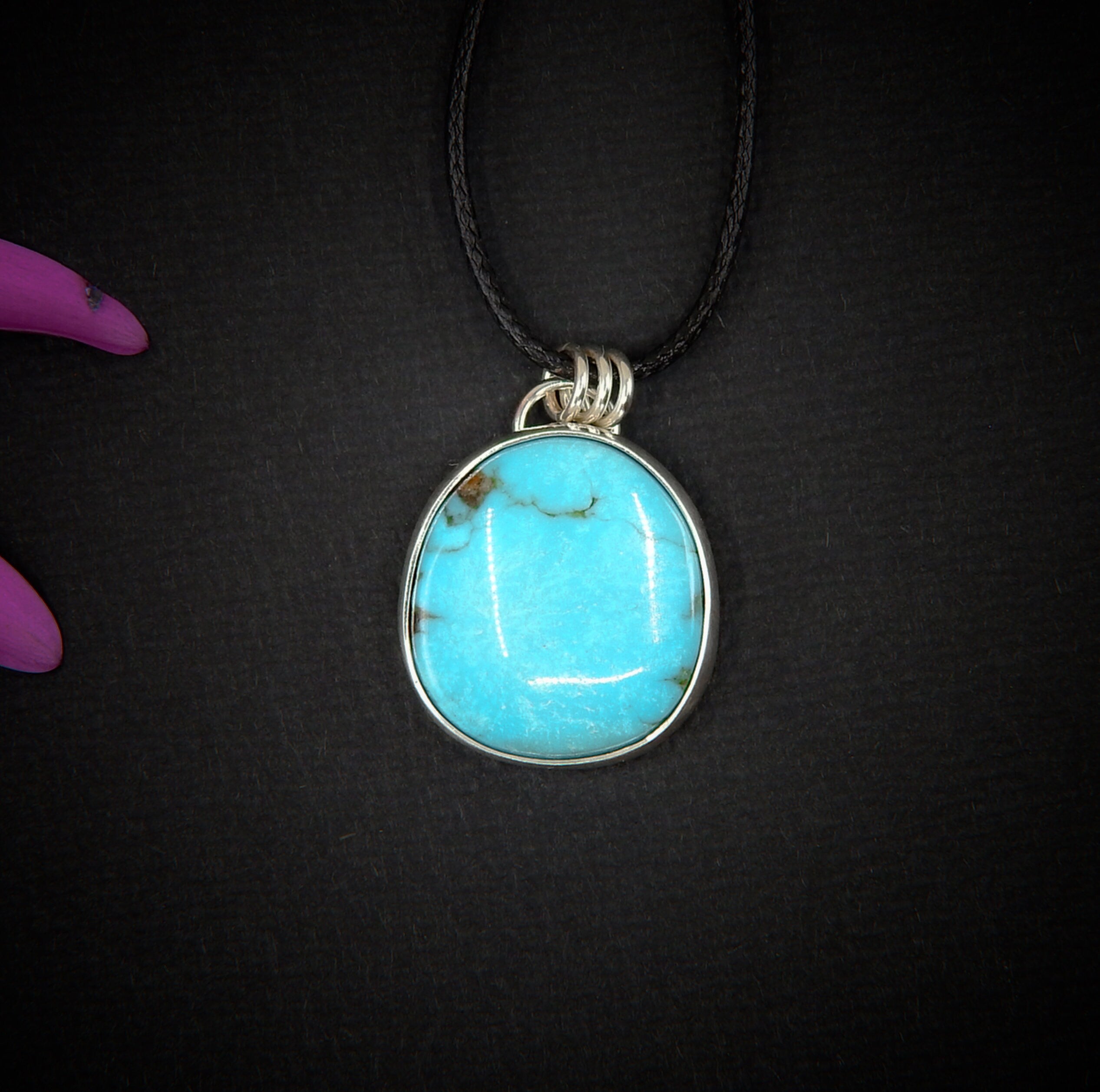 Turquoise Mountain Turquoise Pendant - Sterling Silver - Bright Blue Turquoise Necklace - Unique Turquoise - Large Genuine Turquoise Jewelry