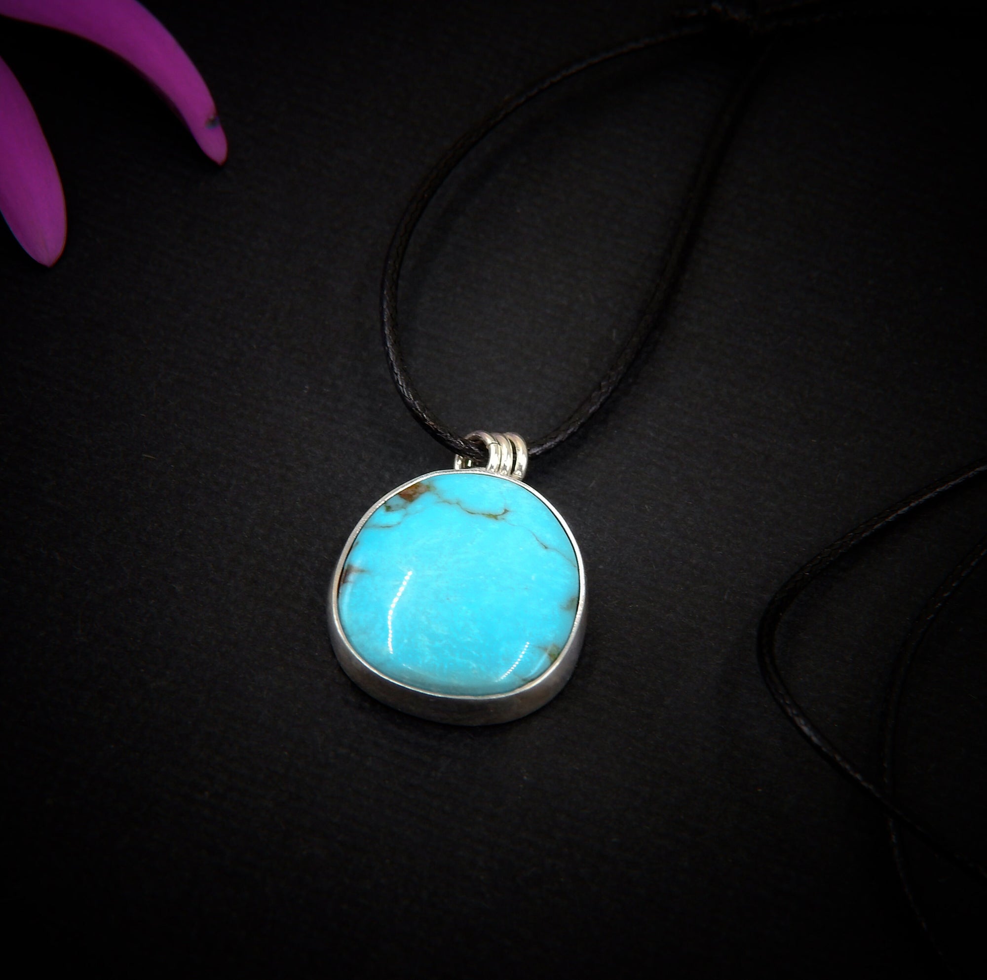 Turquoise Mountain Turquoise Pendant - Sterling Silver - Bright Blue Turquoise Necklace - Unique Turquoise - Large Genuine Turquoise Jewelry