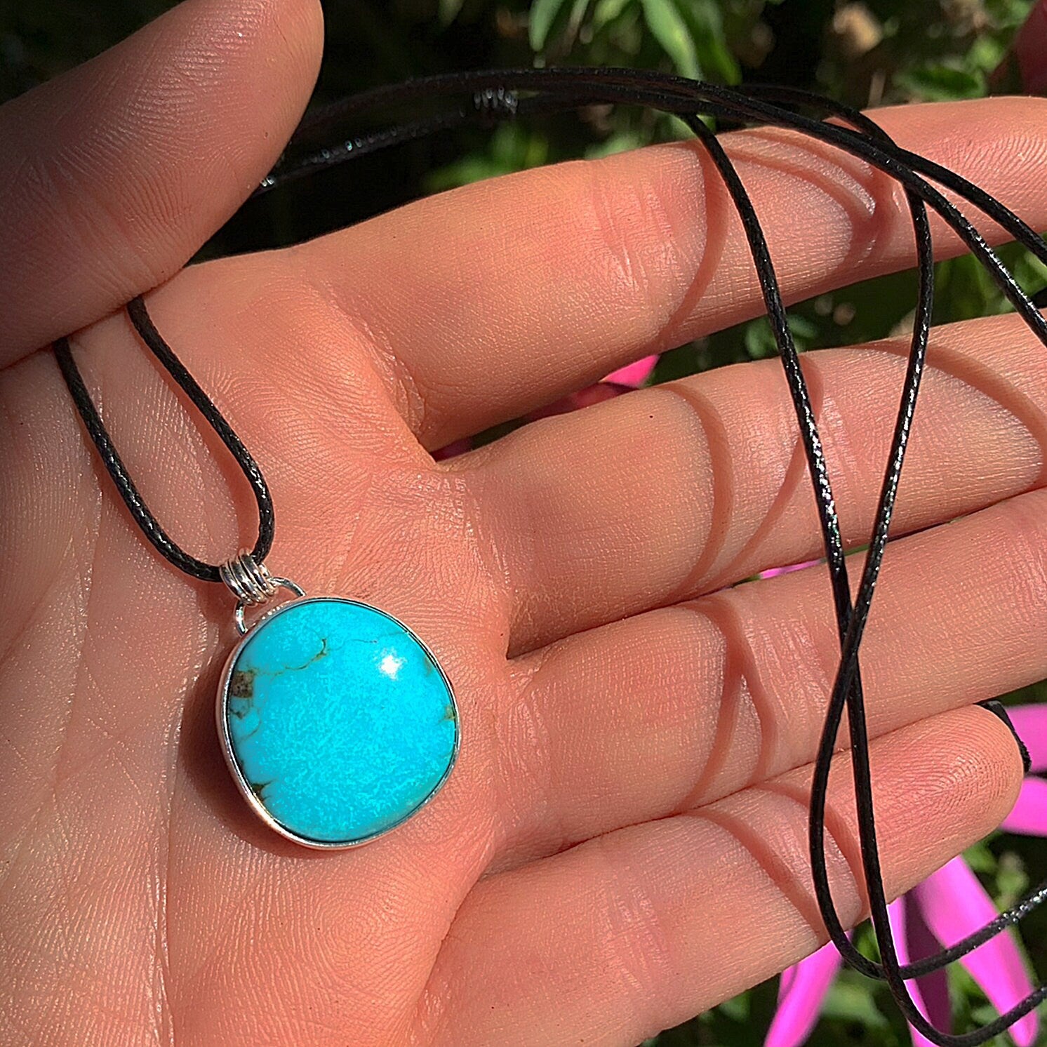 Turquoise Mountain Turquoise Pendant - Sterling Silver - Bright Blue Turquoise Necklace - Unique Turquoise - Large Genuine Turquoise Jewelry