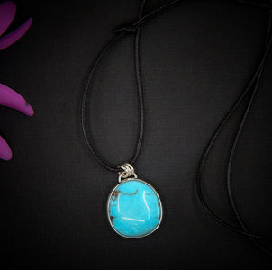Turquoise Mountain Turquoise Pendant - Sterling Silver - Bright Blue Turquoise Necklace - Unique Turquoise - Large Genuine Turquoise Jewelry