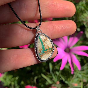 Stone Mountain Ribbon Turquoise Pendant - Sterling Silver - Stone Mountain Turquoise Jewelry - Genuine Turquoise Ring, Turquoise Ribbon OOAK