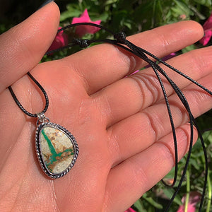 Stone Mountain Ribbon Turquoise Pendant - Sterling Silver - Stone Mountain Turquoise Jewelry - Genuine Turquoise Ring, Turquoise Ribbon OOAK