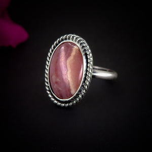 Rhodochrosite Ring - Size 7 to 7 1/4 - Sterling Silver - Oval Rhodochrosite Statement Ring - Pink Rhodochrosite Jewelry - Pink Gemstone Ring