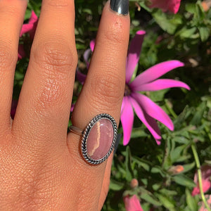 Rhodochrosite Ring - Size 7 to 7 1/4 - Sterling Silver - Oval Rhodochrosite Statement Ring - Pink Rhodochrosite Jewelry - Pink Gemstone Ring